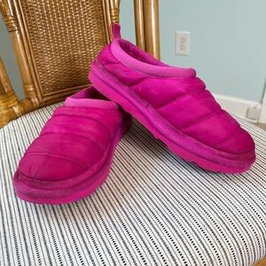 UGG Pink Tasman Slippers Down Alternative Fill and Fuzzy Interior